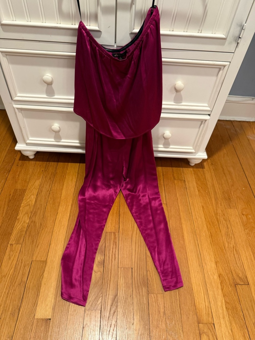 Ella Moss Magenta Satin Jumpsuit with Draped Cowl